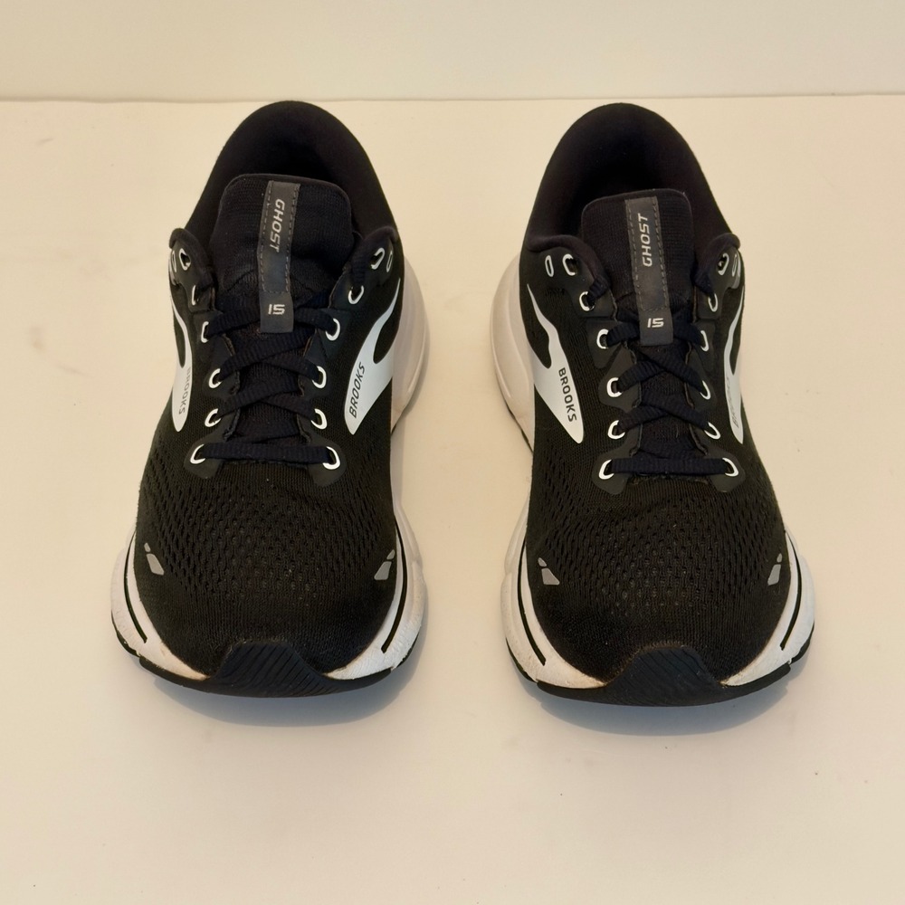 Brooks Ghost 15 Womens Running Shoes Black White Silver 1203801B012 Size 10 B - Picture 2 of 6